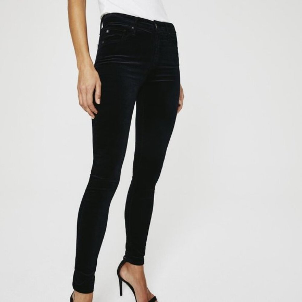 Adriano Goldschmied The Farrah Skinny High Rise Jeans 26R Black Velvet Stretch